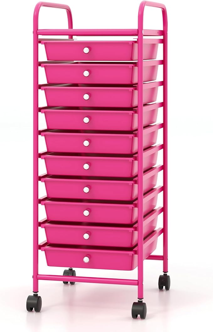 Giantex 10-Drawer Storage Cart w/Universal Wheel, Rolling Cart w/Handle - Image 9