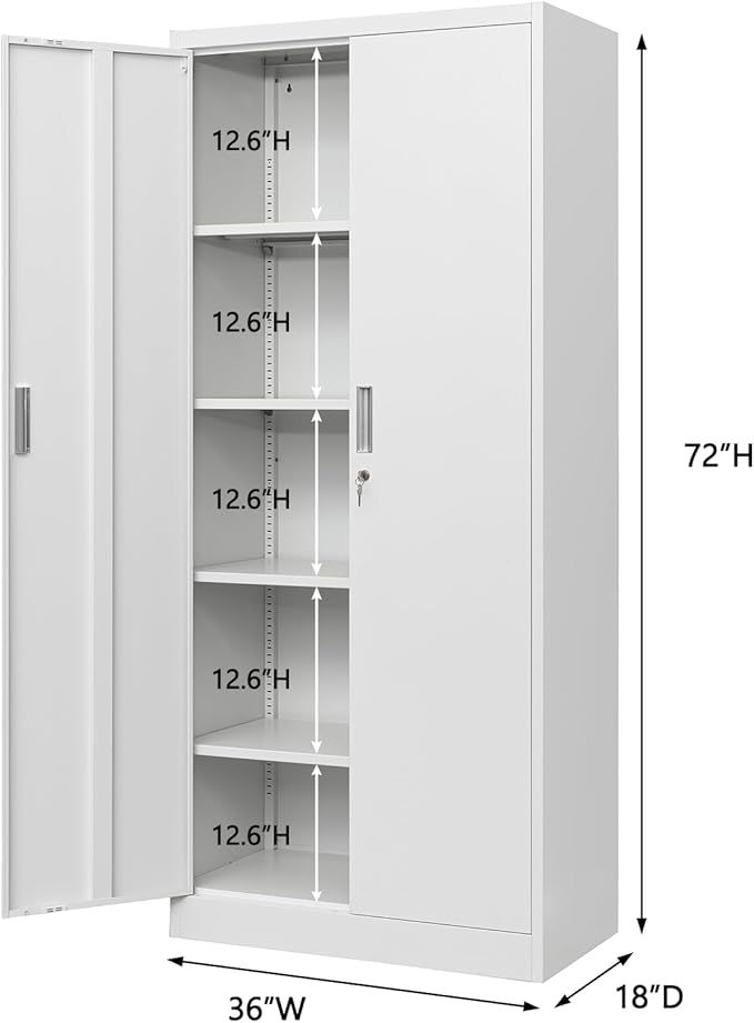 TaskStorz Storage Cabinet, 72 Inch Tall Metal Storage Cabinet - Image 3
