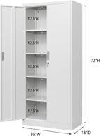 TaskStorz Storage Cabinet, 72 Inch Tall Metal Storage Cabinet - Image 3
