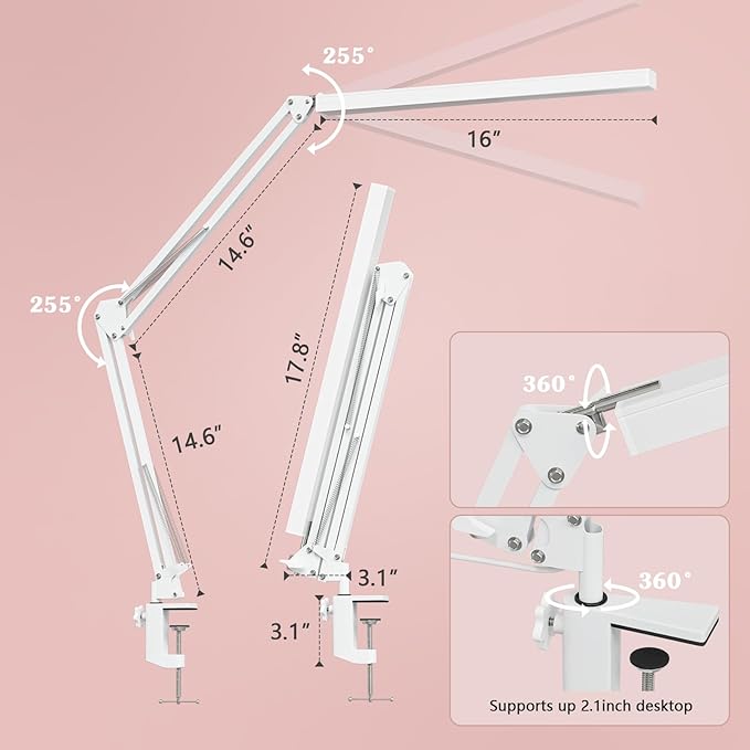 BZBRLZ LED Desk Lamp, Manicure Table Lamp, Dimmable Eye-Caring Drafting Light - Image 2