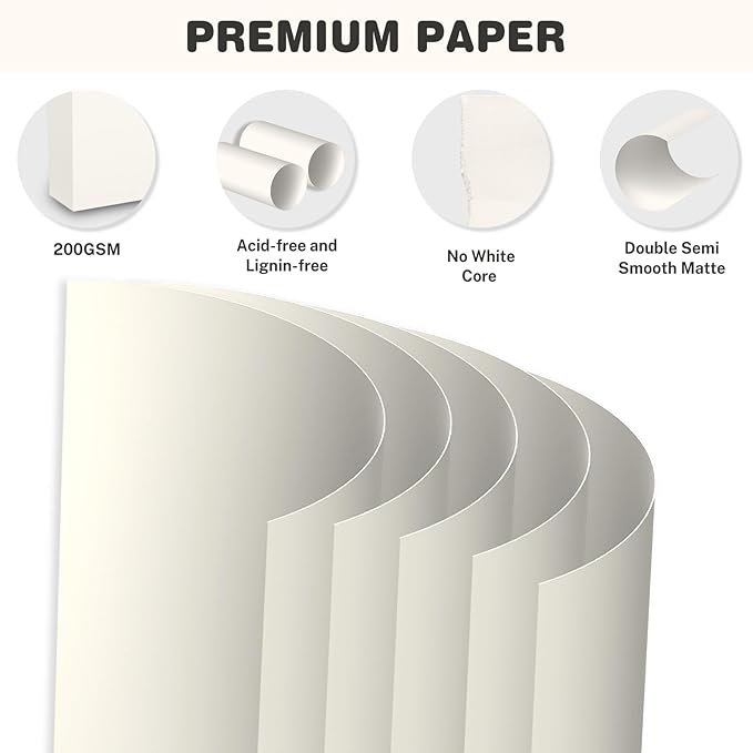 Cream Cardstock 8.5 X 11, 40 Sheets Card Stock, 75lb/ 200gsm Copy Paper - Image 3