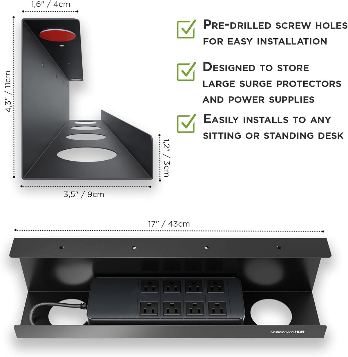 Under Desk Cable Management Tray - No Drill Organizer for Glass Desk. Perfect...
