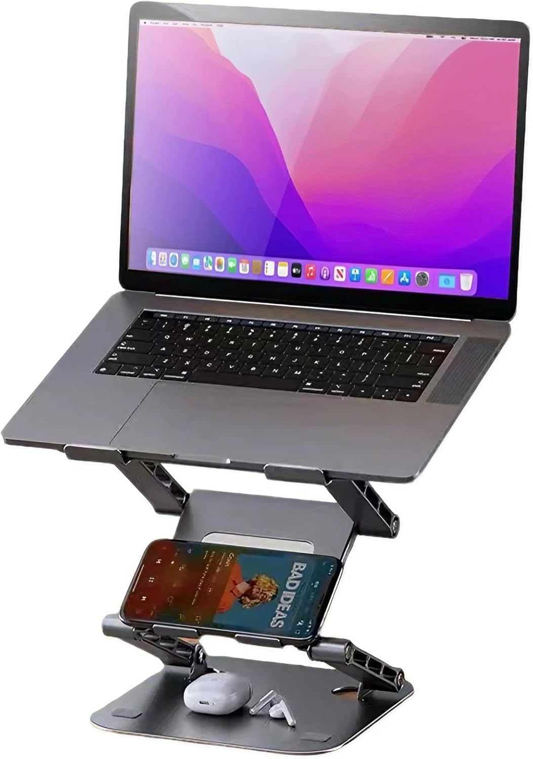 Adjustable Laptop Stand with 360°,3-Tier Ergonimic Foldable Sitting/Standing ...