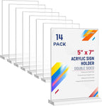 Dynta 14 Pack Acrylic Sign Holder 5x7 Inches Clear Double Sided Picture Frame by Dynta