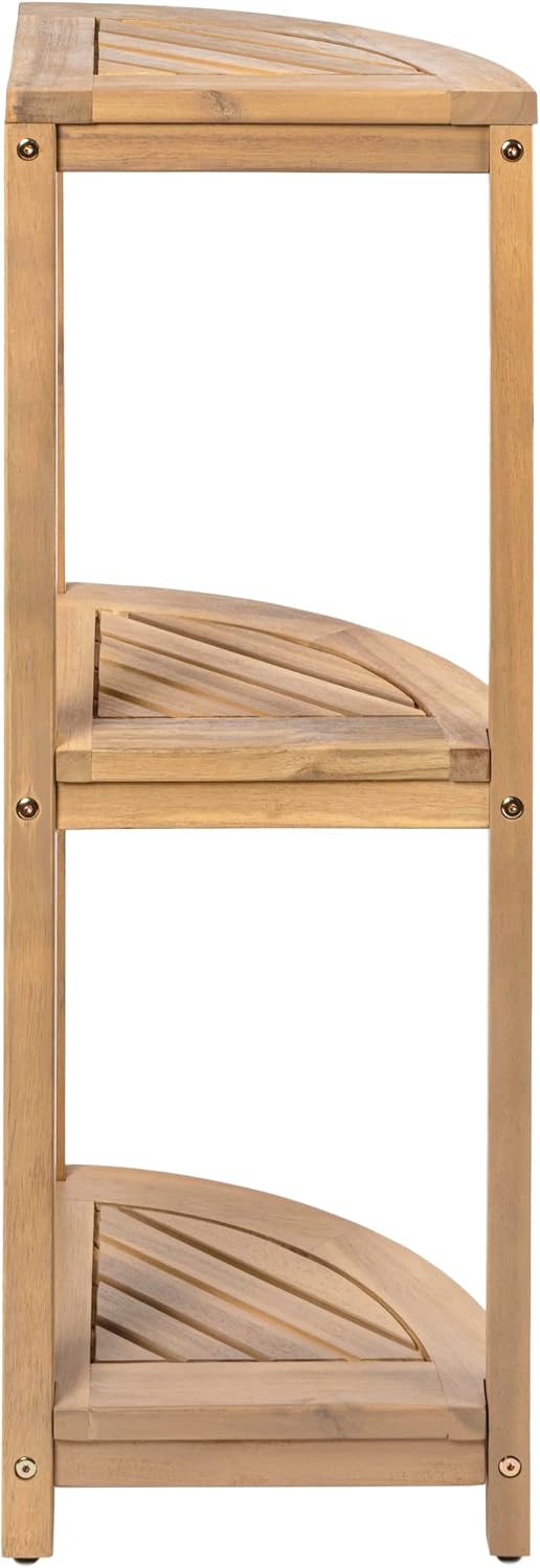 happimess Sela Corner Shelf 33" 3-Tier Acacia Wood, Light Teak