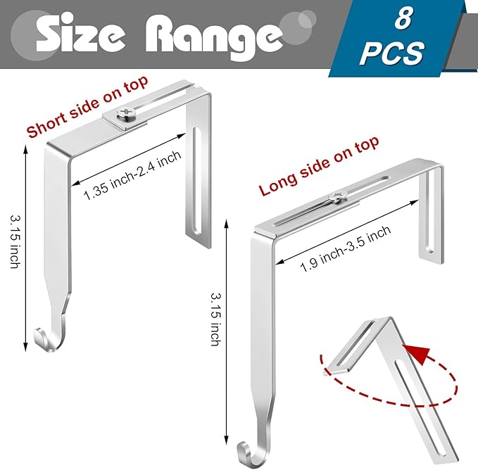Amylove 8 Pcs Adjustable Cubicle Hanger Universal Partition Metal Cubicle Hooks - Image 2