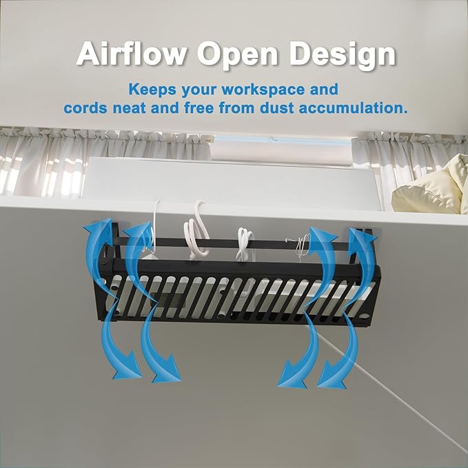 PAVSTINE Under Desk Cable Management Tray, 17 in Metal Cable Tray Basket - Image 3