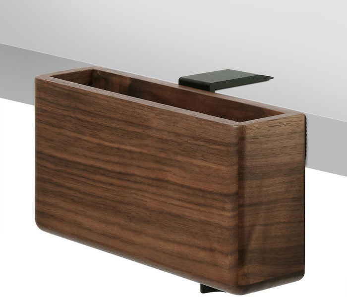 Clamp-on Desk Side Storage Rack,Wooden Side Desk Organizer Walnut