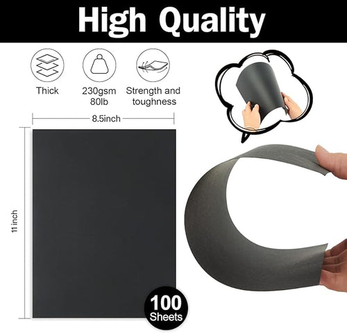 100 Sheets Black Cardstock 8.5 x 11 Thick Paper, Goefun 80lb Card Stock Printer - Image 2