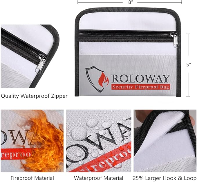 ROLOWAY Small Fireproof Bag, Non-itchy Fireproof Money Bag - Image 2