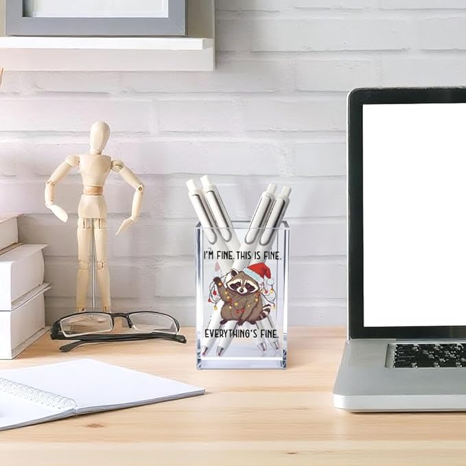 Vgrti I'm Fine This Is Fine Acrylic Cosmetic Pencil Pen Holder Cup, Funny - Image 4