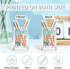QYUVK Literacy And Justice For All Acrylic Makeup Brush Pencil Holder Cup - Image 3
