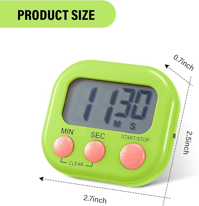 Weewooday 12 Pcs Digital Kitchen Magnetic Timer Bulk Classroom Count up - Image 2