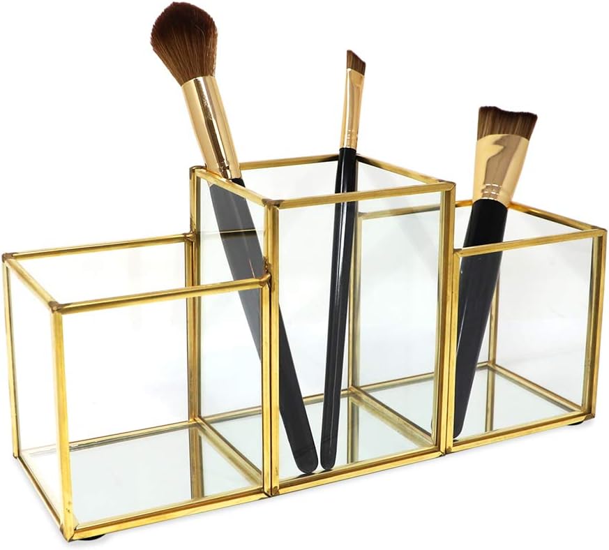 Isaac Jacobs 3-Compartment Organizer with Mirror Base 9.3"L x 3.1"W...