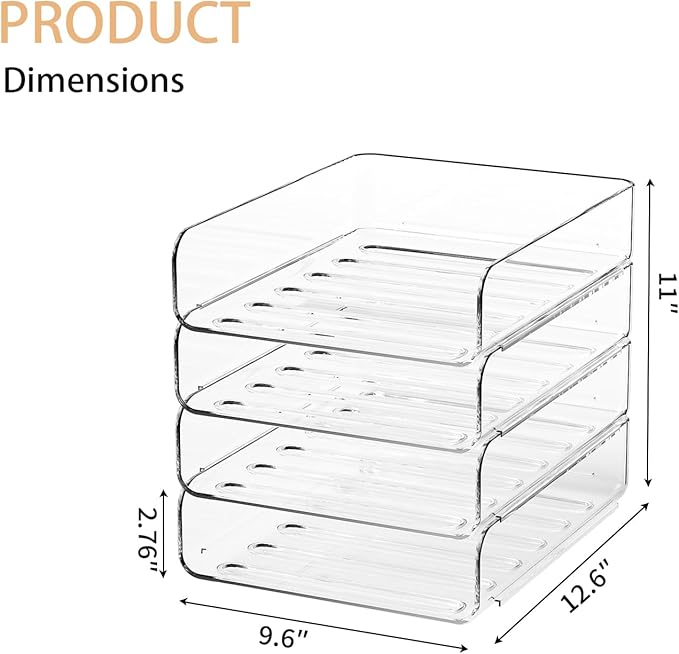 FANXIYQ 4-Tier Acrylic Paper Tray Organizer | Clear Stackable Desk Organizer - Image 5