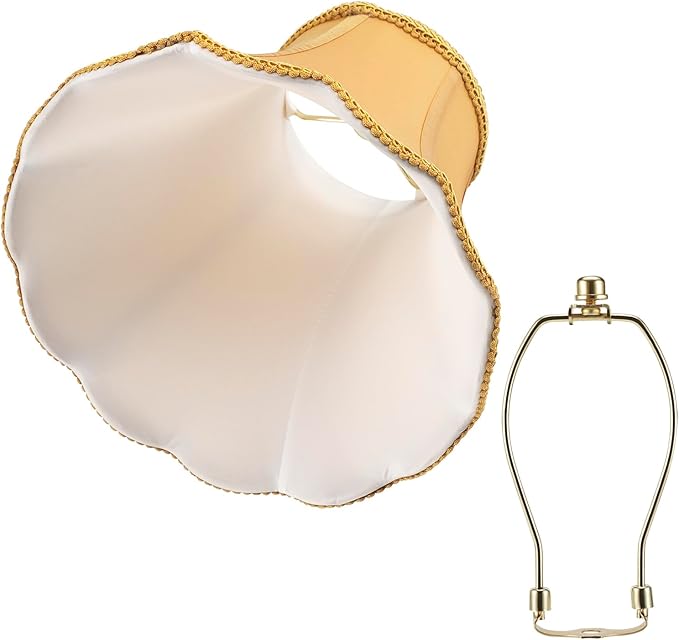 Saangseon Bell Lamp Shade, Scalloped Golden Fabric Lampshade Replacement - Image 3