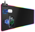 Mouse Pad with Magnetic Wireless Charging, Large Desk Pad Protector, RGB Black by miroddi