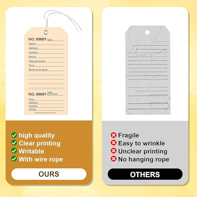 200 Pack Red Repair Tags with Wire Rope Service Repair Tags Numbered with Wire - Image 4