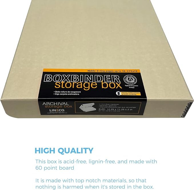 Lineco, Archival Tan 3-Ring Binder Preservation Album Box 12.25 x 11.25 x 2 - Image 3