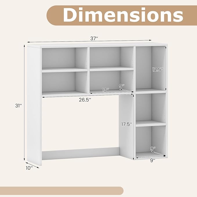 Tangkula Desktop Bookshelf, 3-Tier Desk Display Rack Organizer - Image 3