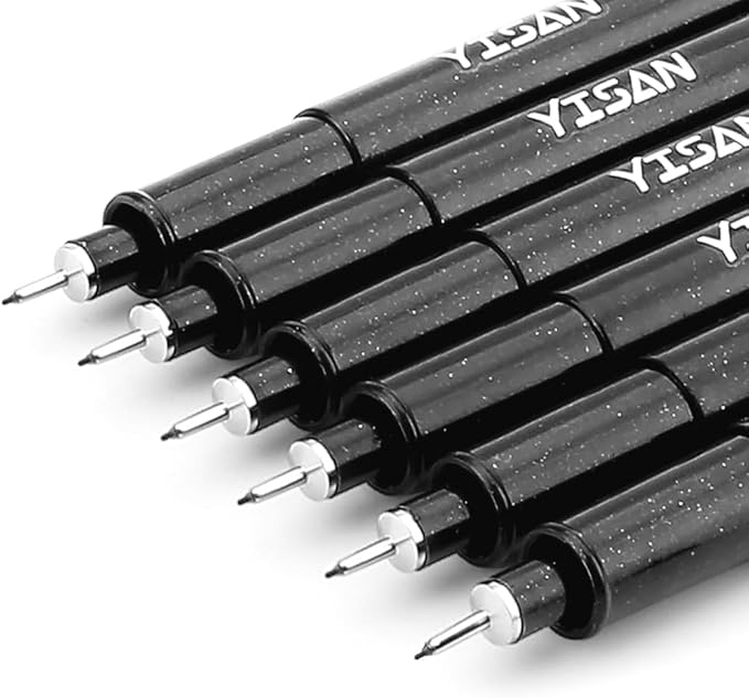 YISAN Ultra Fine Tip Pens Black 01, Extra Fine Point Writing Ink Pens, 0.25mm by YISAN