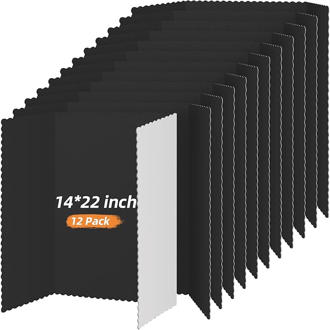 Henoyso 12 Pcs 14 x 22 Inch Black Trifold Poster Board Large Tri Fold by Henoyso