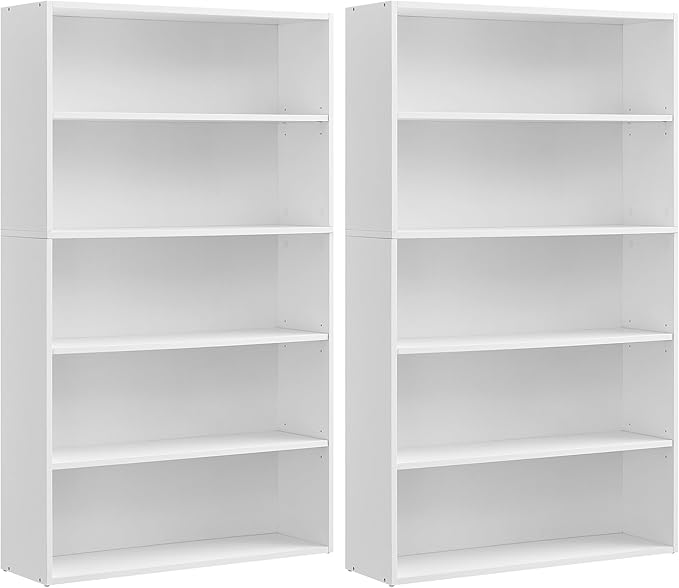VASAGLE Set of 2 Bookshelves, 30 Inches Wide, 5-Tier Open Bookcases by VASAGLEbySONGMICSHOME