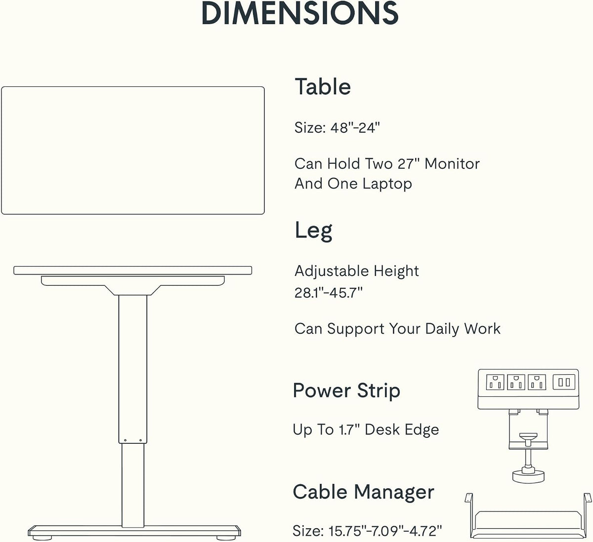 FLEXISPOT EN2 48"x24" Standing Desk with Power Strip Bundle, Mahogany