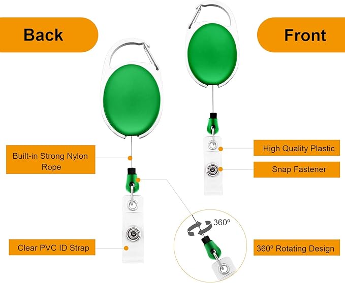 Fushing 20Pcs Retractable ID Badge Holders ID Badge Reels - Image 3