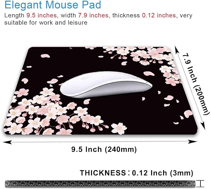 IMAYONDIA Cute Pink Flowers Mouse Pad, Cherry Blossom Mouse Pad, Serene - Image 2