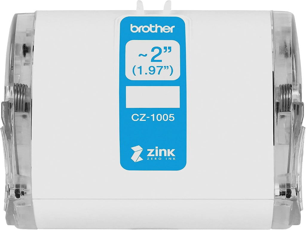 Brother Genuine CZ-1005 Continuous Length ~ 2 (1.97”) 50 mm Wide x 16.4 ft. (5 m) Long Label roll Featuring Zink Zero Ink Technology