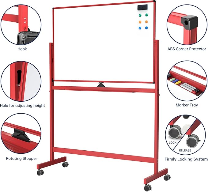 TSJ OFFICE Large Rolling Whiteboard - Image 3