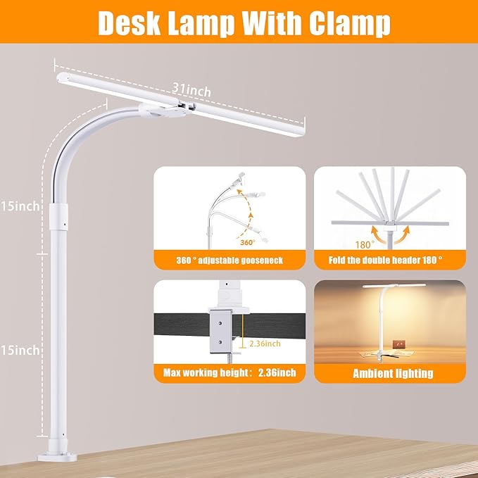 AKRRYR Led Desk Lamp for Home Office, 24W Bright Eye-Caring Desk Light - Image 3