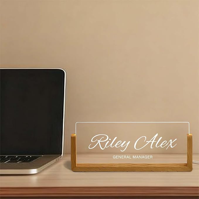Custom Name Plate for Desk, Personalized Light Up Acrylic Desk Name Plate - Image 7