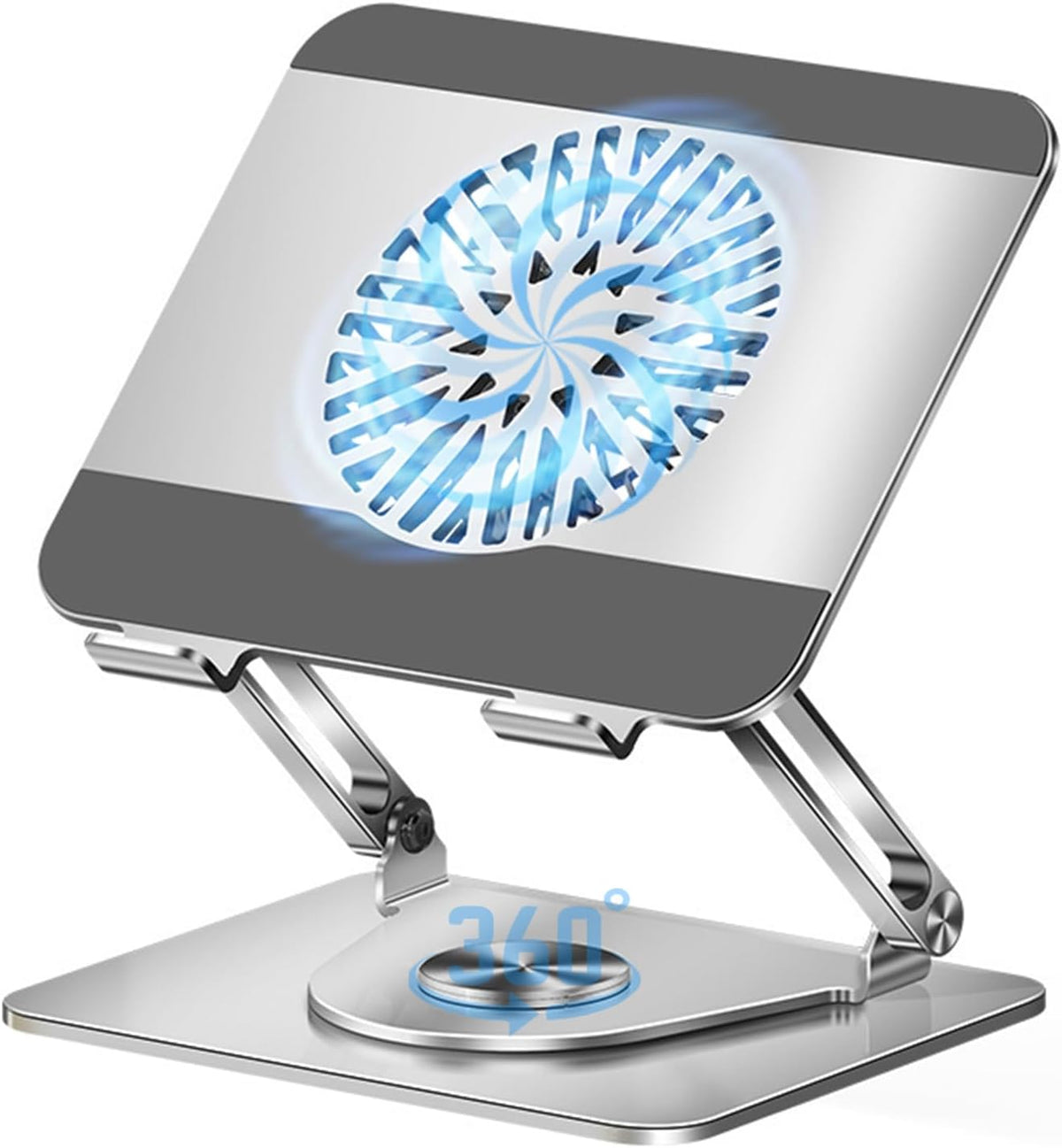 360° Rotating Adjustable Laptop Stand with Cooling Fan, Foldable Dual-Bar Sup...
