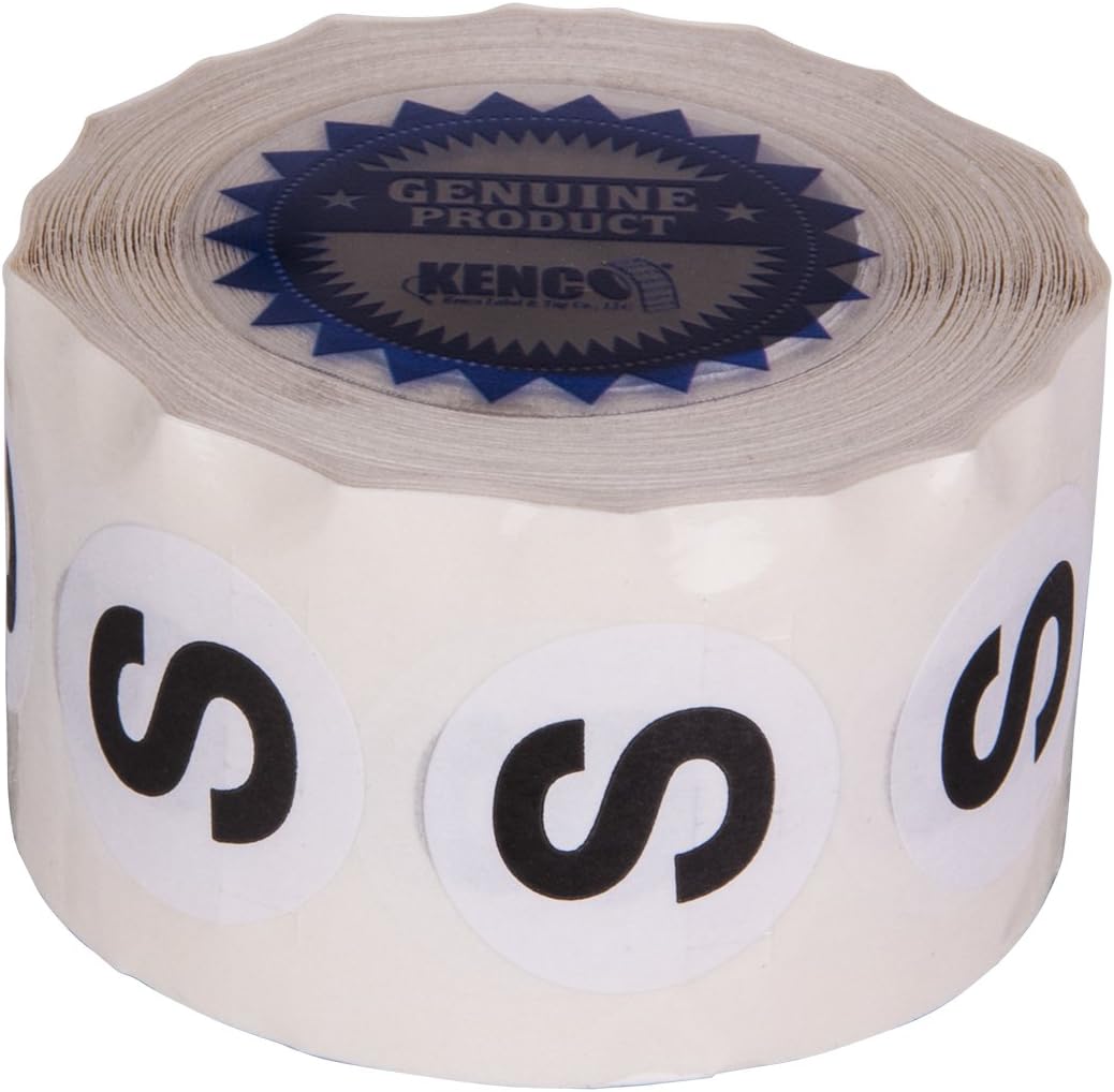Clothing Size Stickers by Kenco - 0.875" Adhesive Apparel Circle Size Stickers - 2,500 Stickers Total (Small)