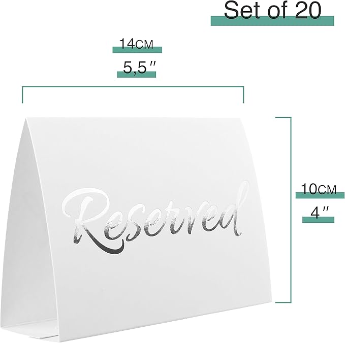 20 Pack Modern White Reserved Table Sign - Image 3