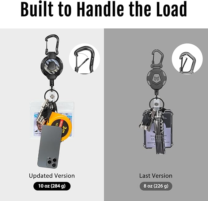 MNGARISTA 2-Pack Retractable Keychain, Heavy Duty 10 OZ Retraction 3K Carbon - Image 3
