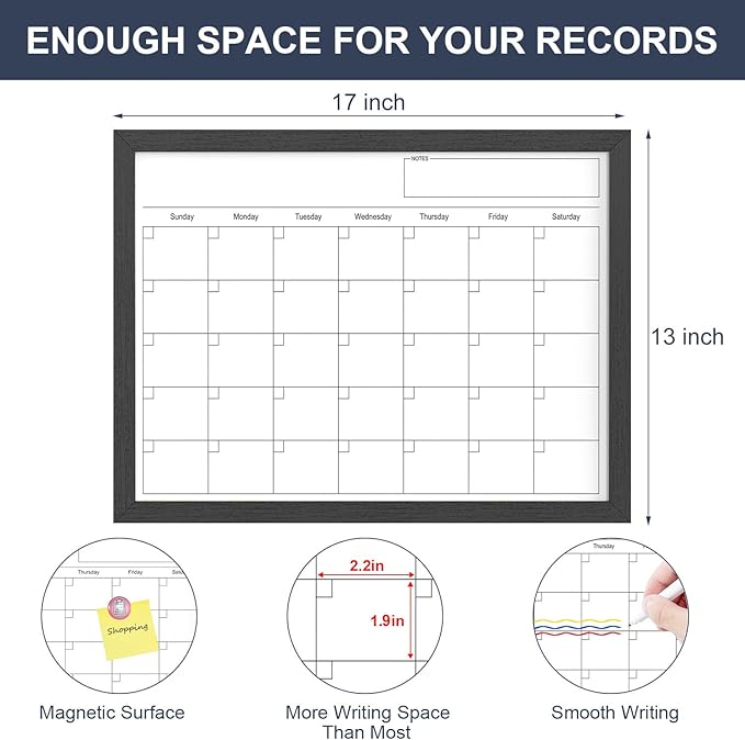Dry Erase Calendar for Wall, 17x13 Inches Calendar Whiteboard for Wall - Image 4