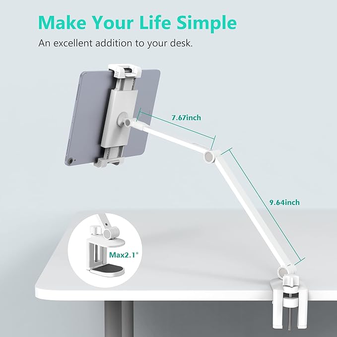 iPad Desk Mount, Adjustable Tablet Holder Clamp, 360 degree Rotation, Sturdy - Image 5