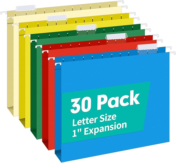 HERKKA Extra Capacity Hanging File Folders, 30 Pack Reinforced Letter Size by HERKKA