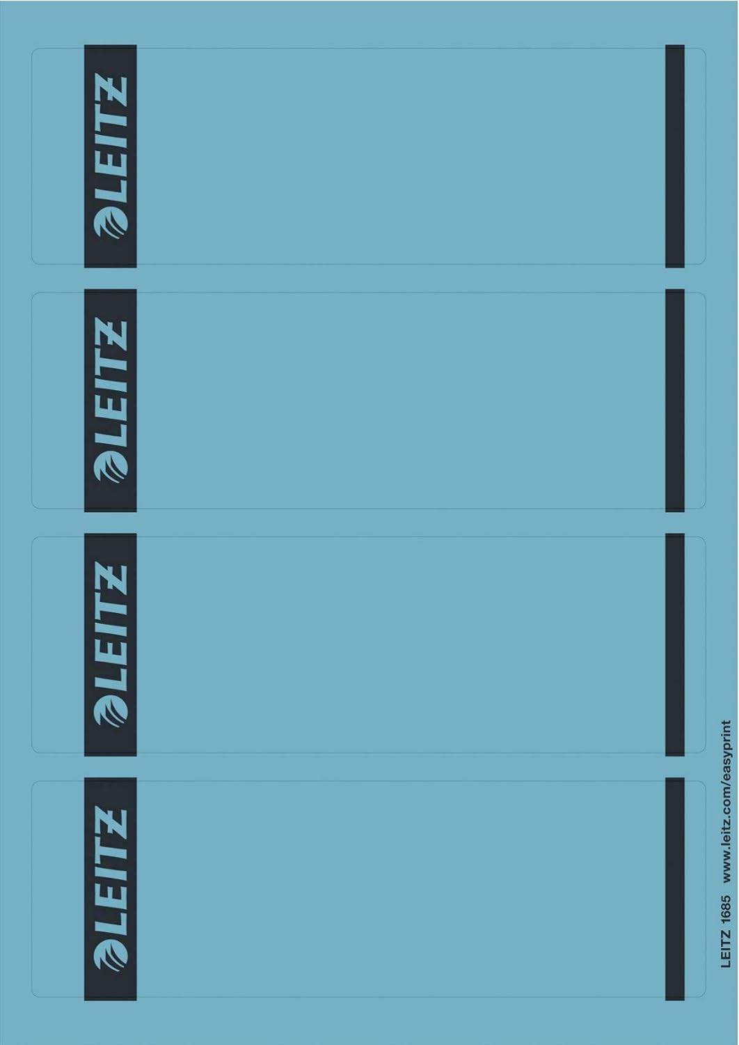 Leitz PC Printable Self Adhesive Spine Labels for Standard 80 mm Lever Arch Files, Wide and Short, 61.5 x 192 mm, Paper, 16852035 - Blue, Pack of 100