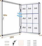 Mifuro 38"x28" Enclosed Bulletin Board, Lockable Weather-Resistant Aluminum - Image 5