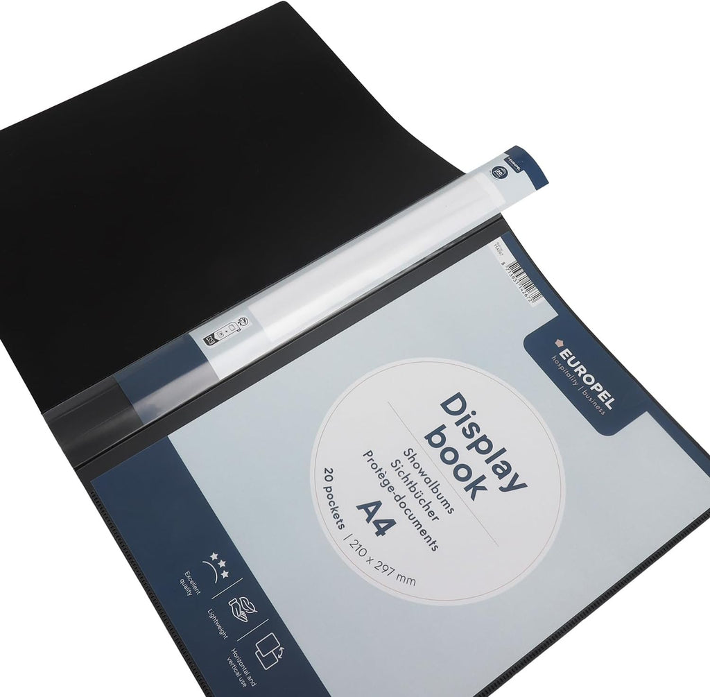 HF2 A4 Front View Display Book with 20 Pockets - Black