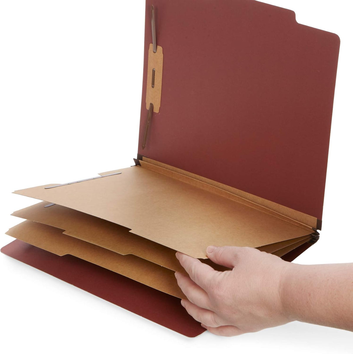 Blue Summit Supplies 10 Classification Folders, 3 Divider, Red | Letter size, 2" expansion, 2 prong fasteners, 3 dividers, 8 sections, for medical, legal, and personnel files