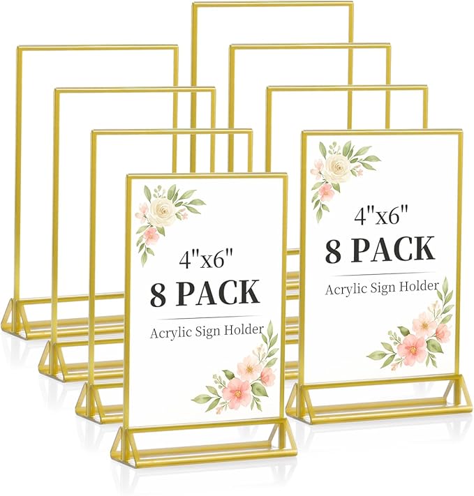 Dynta Acrylic Sign Holder 4x6 8 Pack Double Sided Clear Plastic Display Stands by Dynta