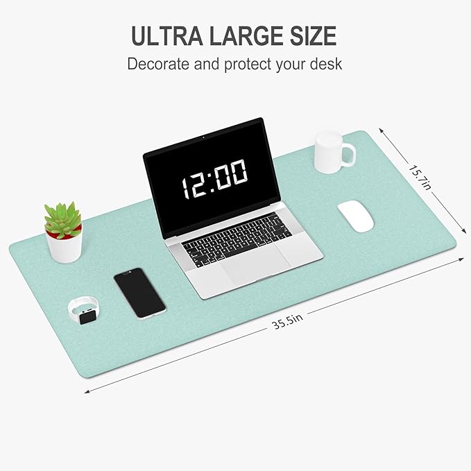 Auhoahsil Felt Desk Mat, Minimalist Large Mouse Pad XXL 35.5 x 15.7 in - Image 2