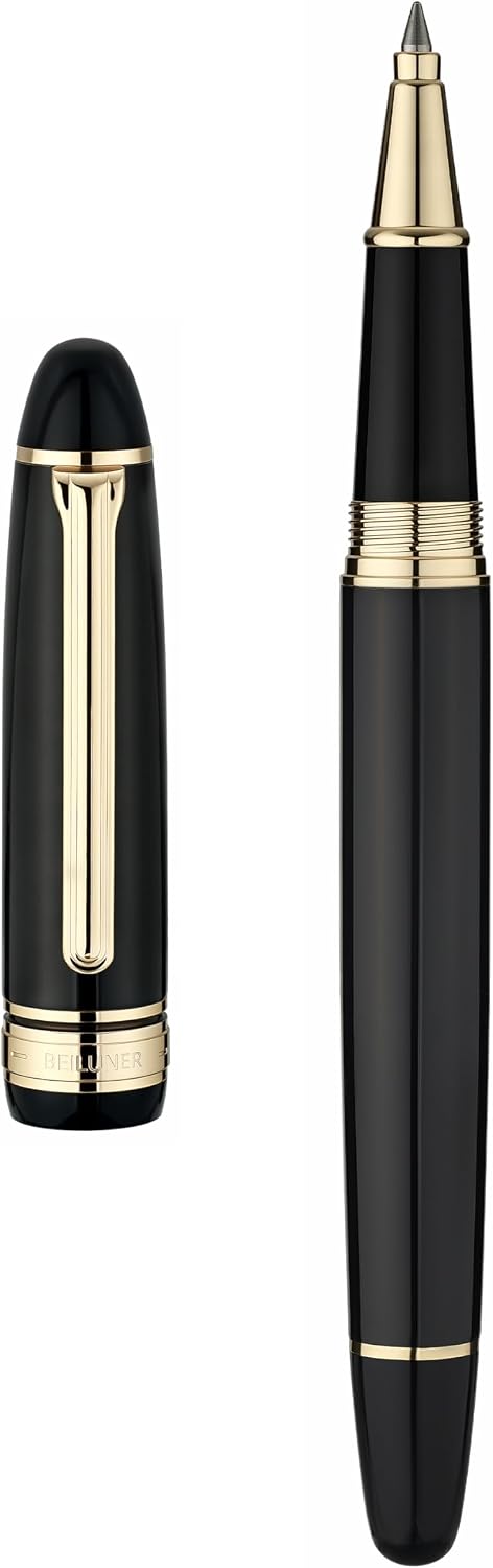 BEILUNER 319 Piano Black Lacquer Rollerball-Luxury Pen with 24K Gold