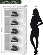 TVU 5-Tier Wooden Bookshelf, 65 Inch Tall Bookshelf - Image 3