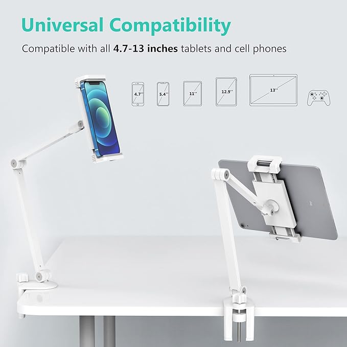 iPad Desk Mount, Adjustable Tablet Holder Clamp, 360 degree Rotation, Sturdy - Image 4